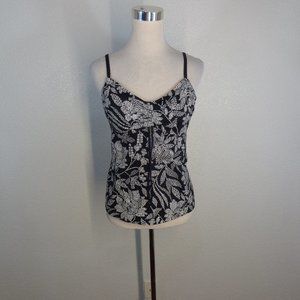 Lands' End Black and White Floral Tankini Top, Size 8